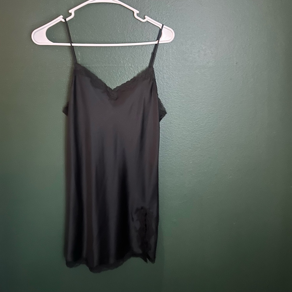 Victoria's Secret Black Lace-Trimmed Nightgown